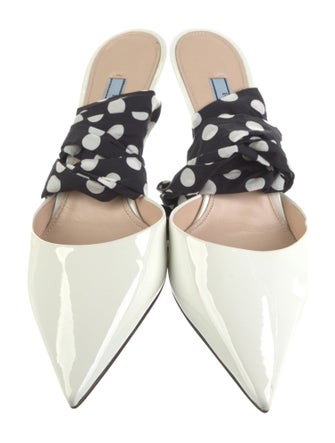 Prada Patent Leather Polka Dot Print Mules