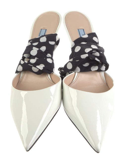 Prada Patent Leather Polka Dot Print Mules