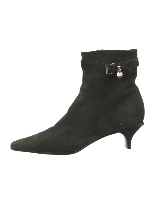 Prada Suede Embroidered Accent Boots