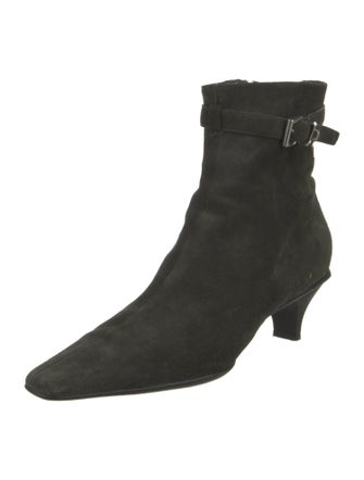 Prada Suede Embroidered Accent Boots