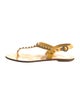 Prada Leather Studded Accents T-Strap Sandals