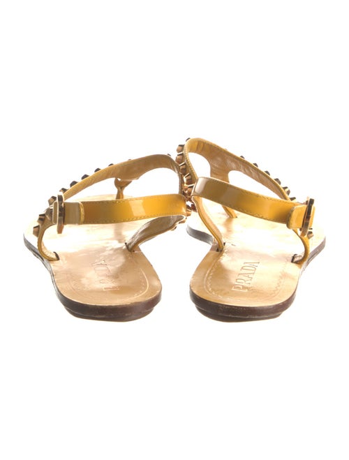 Prada Leather Studded Accents T-Strap Sandals