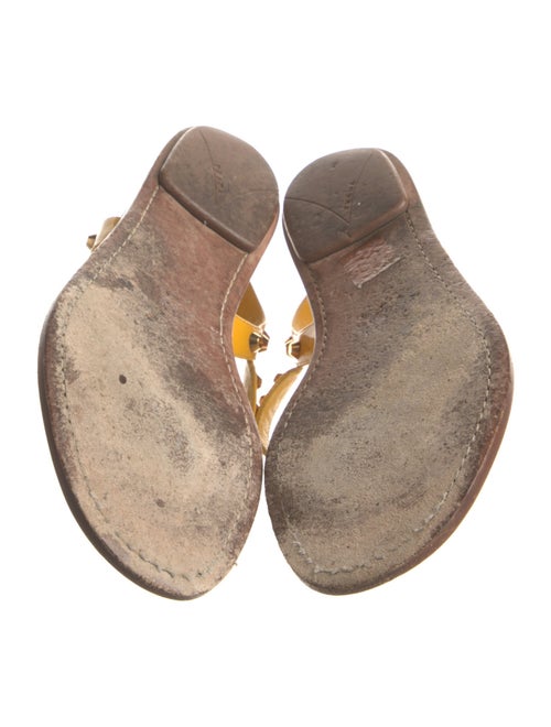 Prada Leather Studded Accents T-Strap Sandals