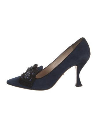 Prada Suede Bow Accents Pumps