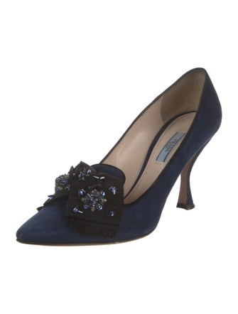 Prada Suede Bow Accents Pumps