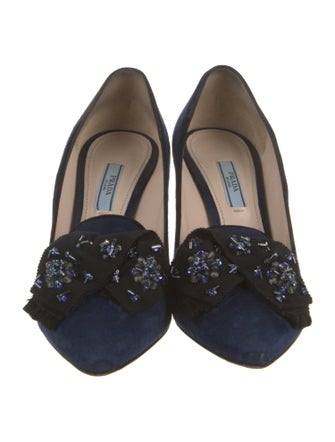 Prada Suede Bow Accents Pumps