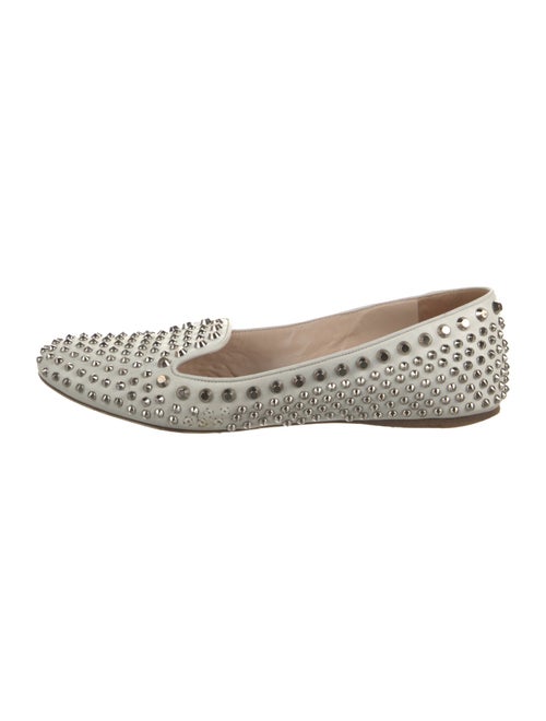 Prada Leather Studded Accents Ballet Flats
