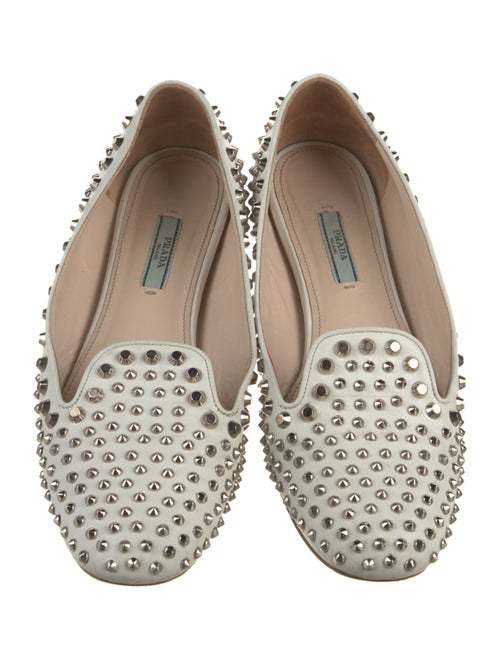 Prada Leather Studded Accents Ballet Flats