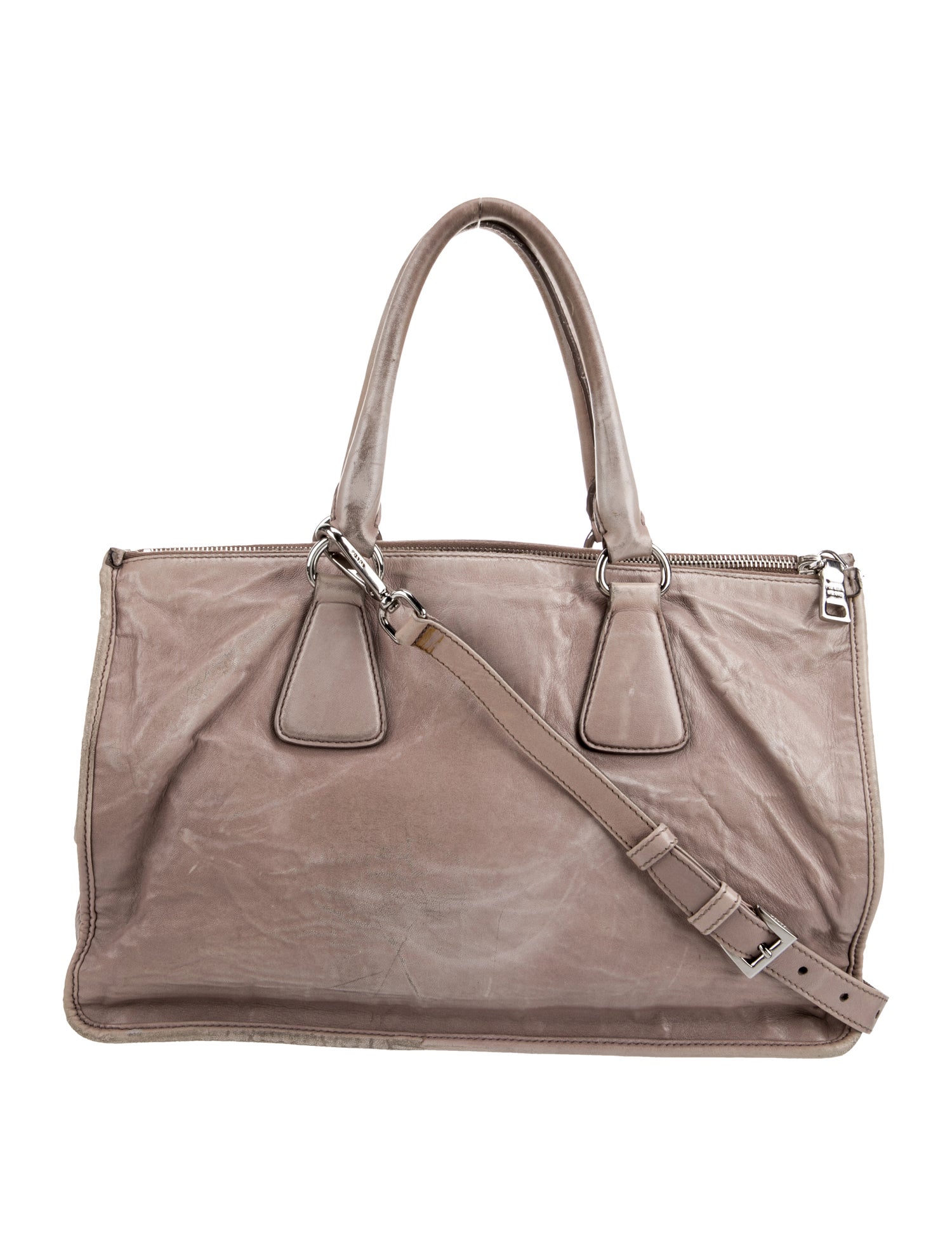 Prada Nappa Leather Argilla Double Zip