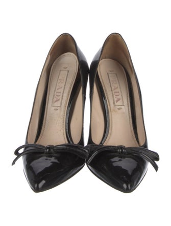 Prada Patent Leather Bow Accents Pumps