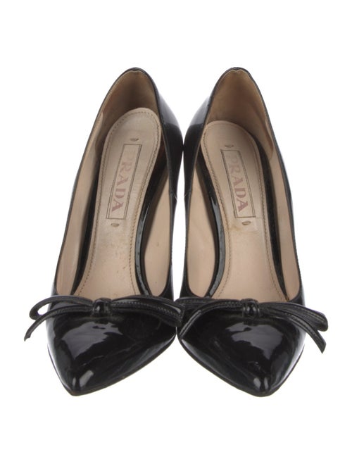 Prada Patent Leather Bow Accents Pumps