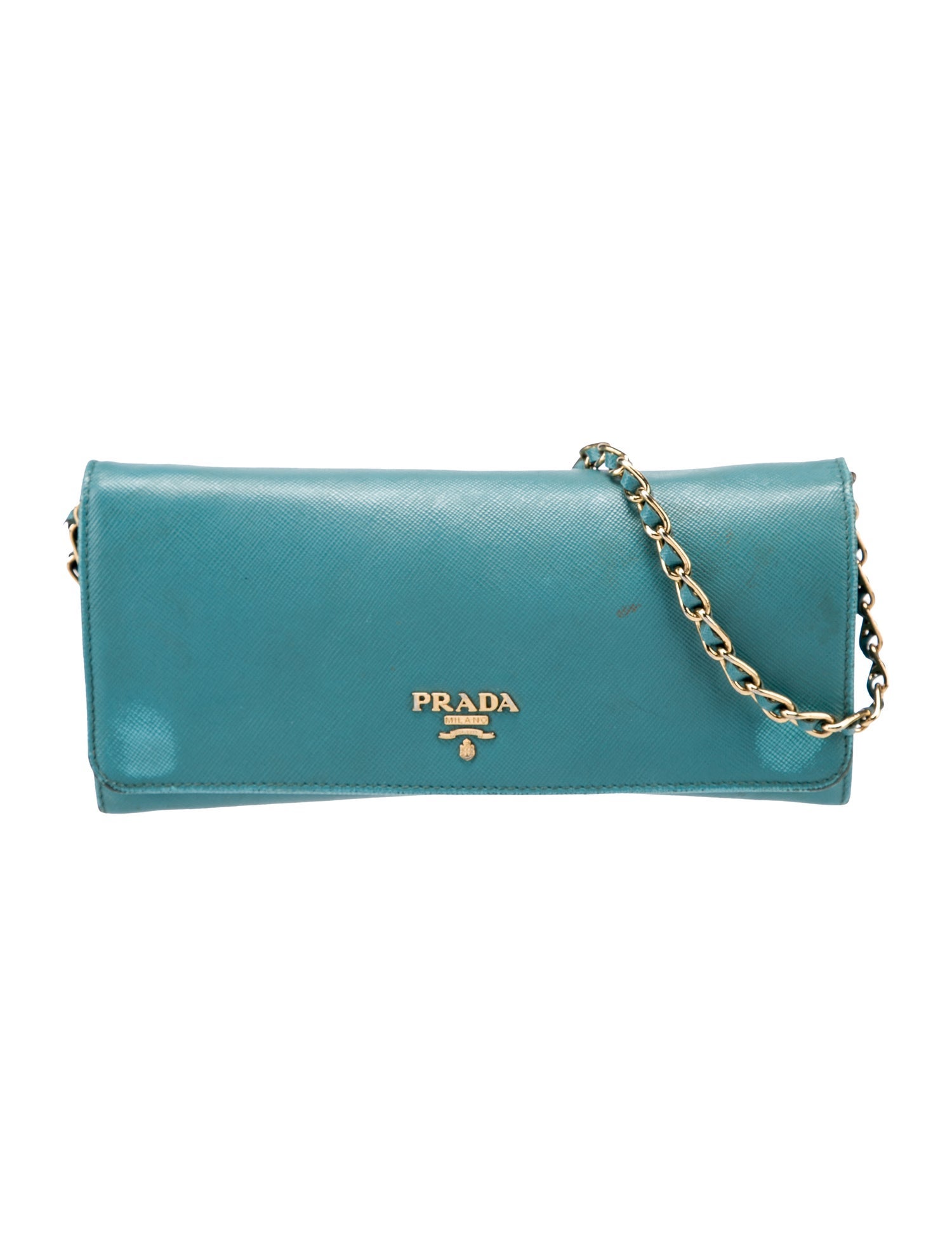 Prada Saffiano Leather Leather Wallet On Chain Small