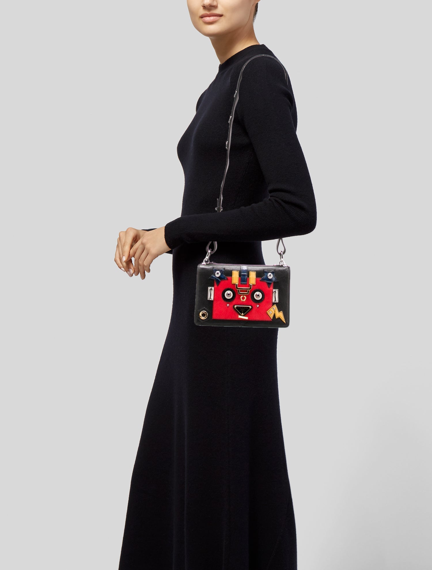 Prada Enameled Metal Triangle Robot