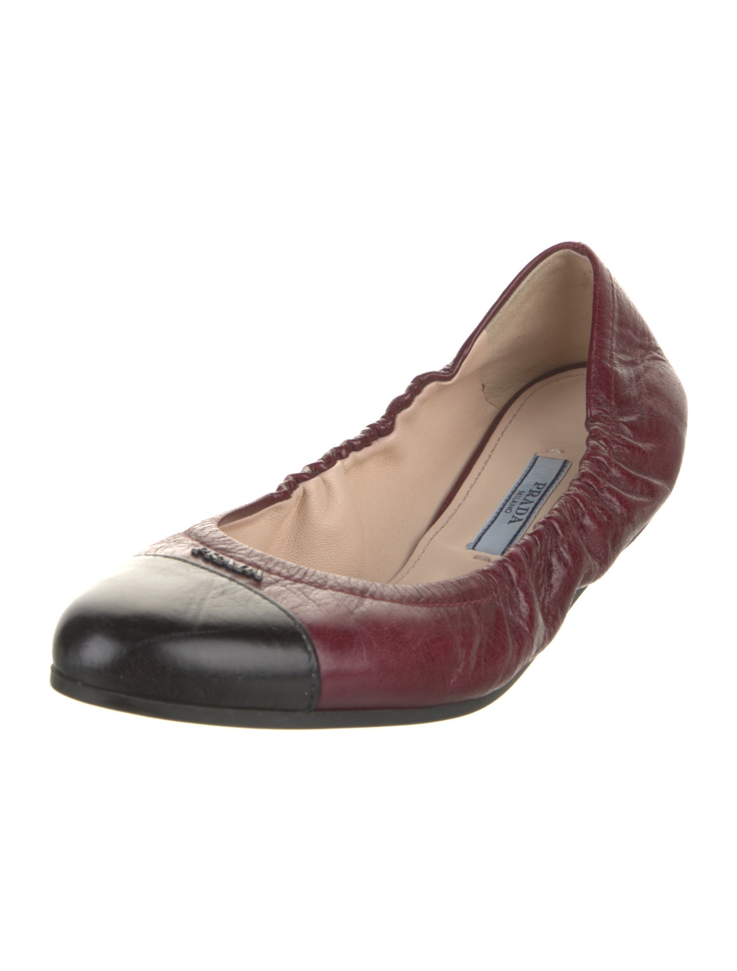 Prada Leather Colorblock Pattern Ballet Flats
