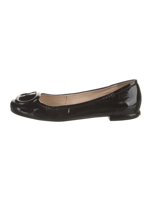 Prada Patent Leather Bow Accents Ballet Flats