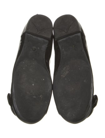 Prada Patent Leather Bow Accents Ballet Flats