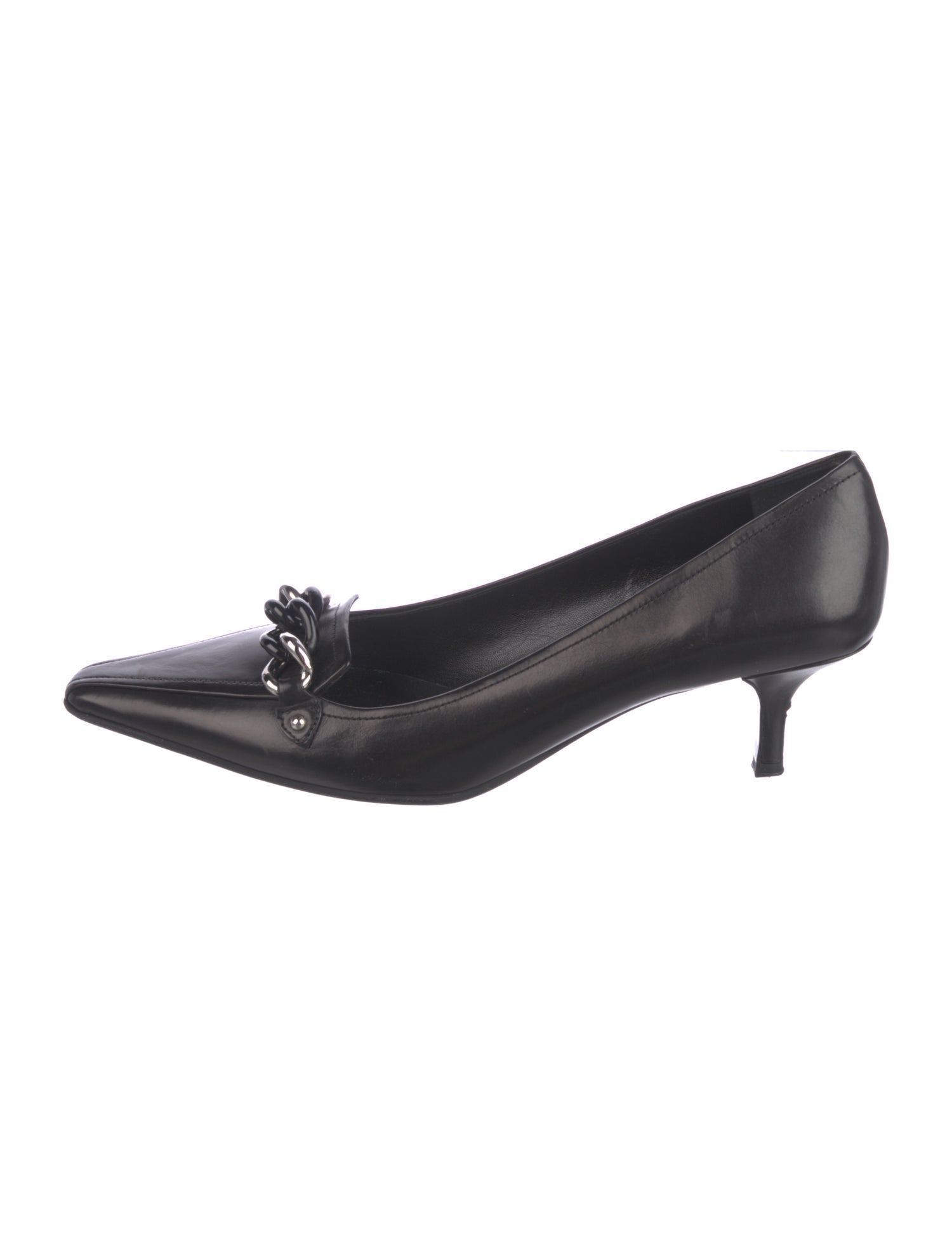 Prada Embossed Leather Chain-Link Accents Pumps