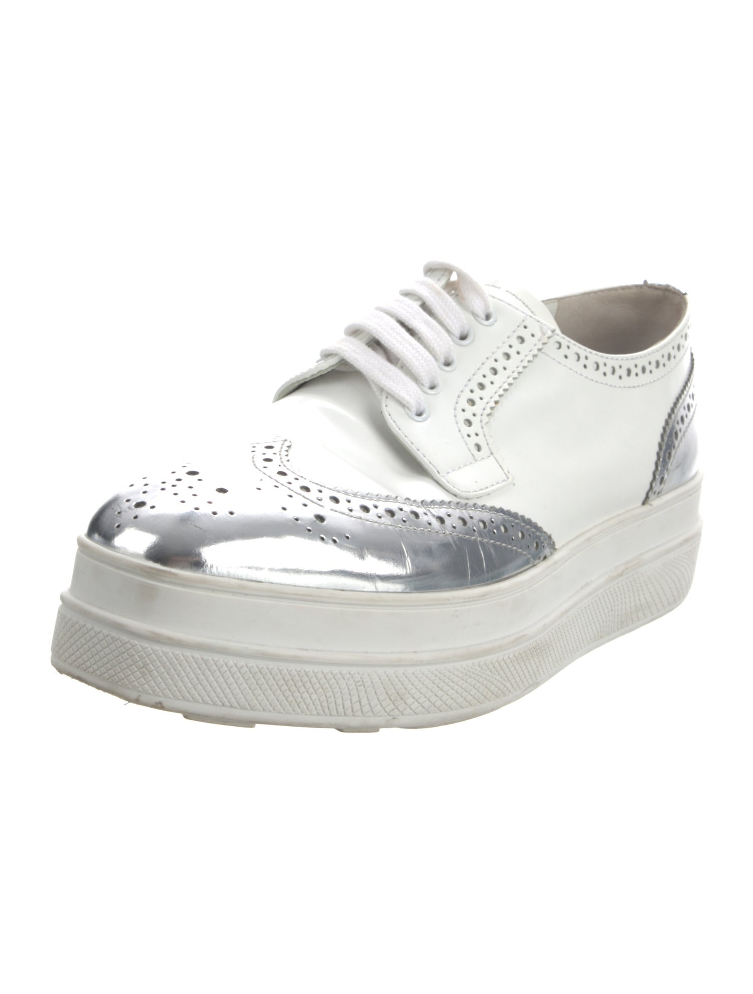 Prada Leather Colorblock Pattern Sneakers