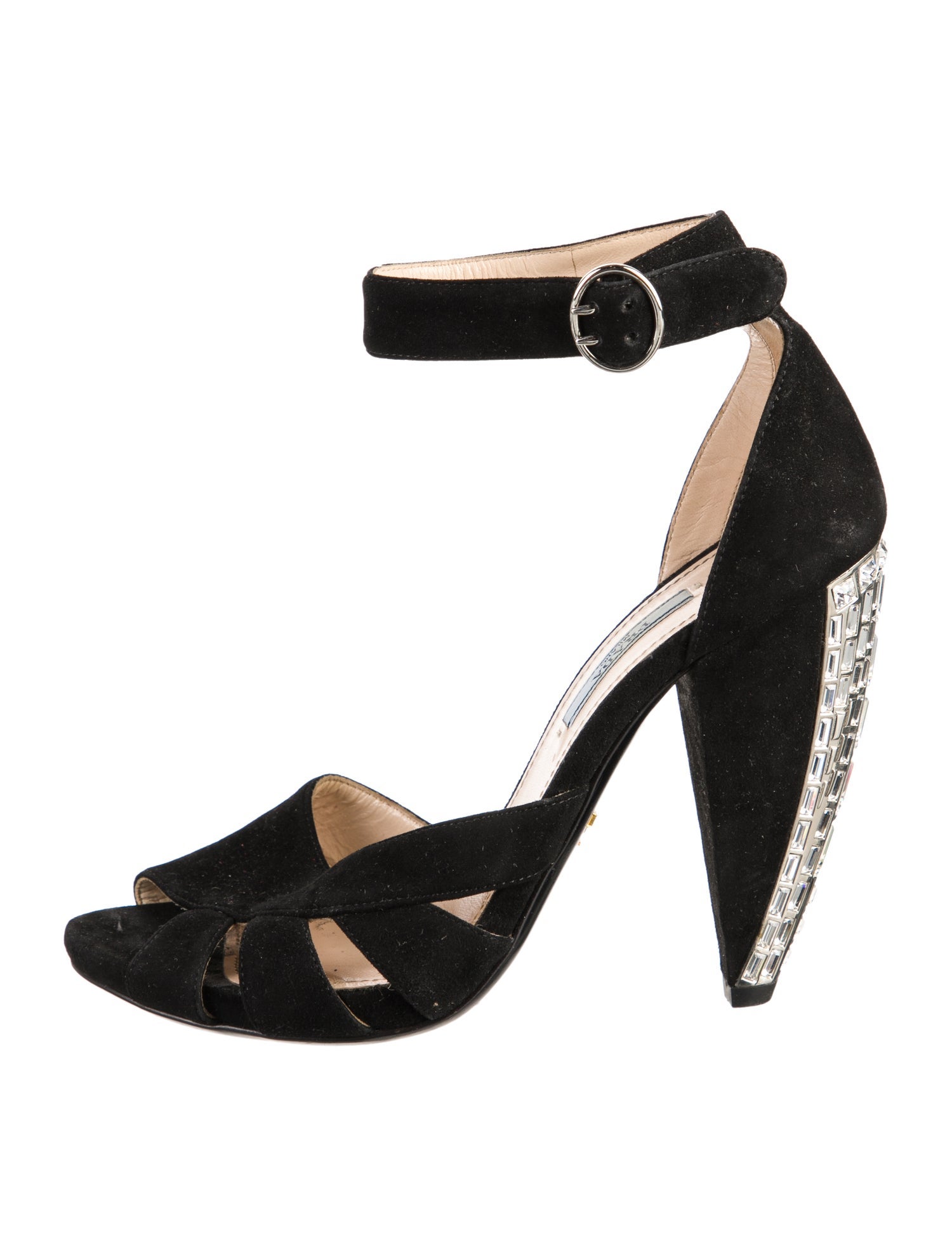 Prada Suede Crystal Embellishments Sandals