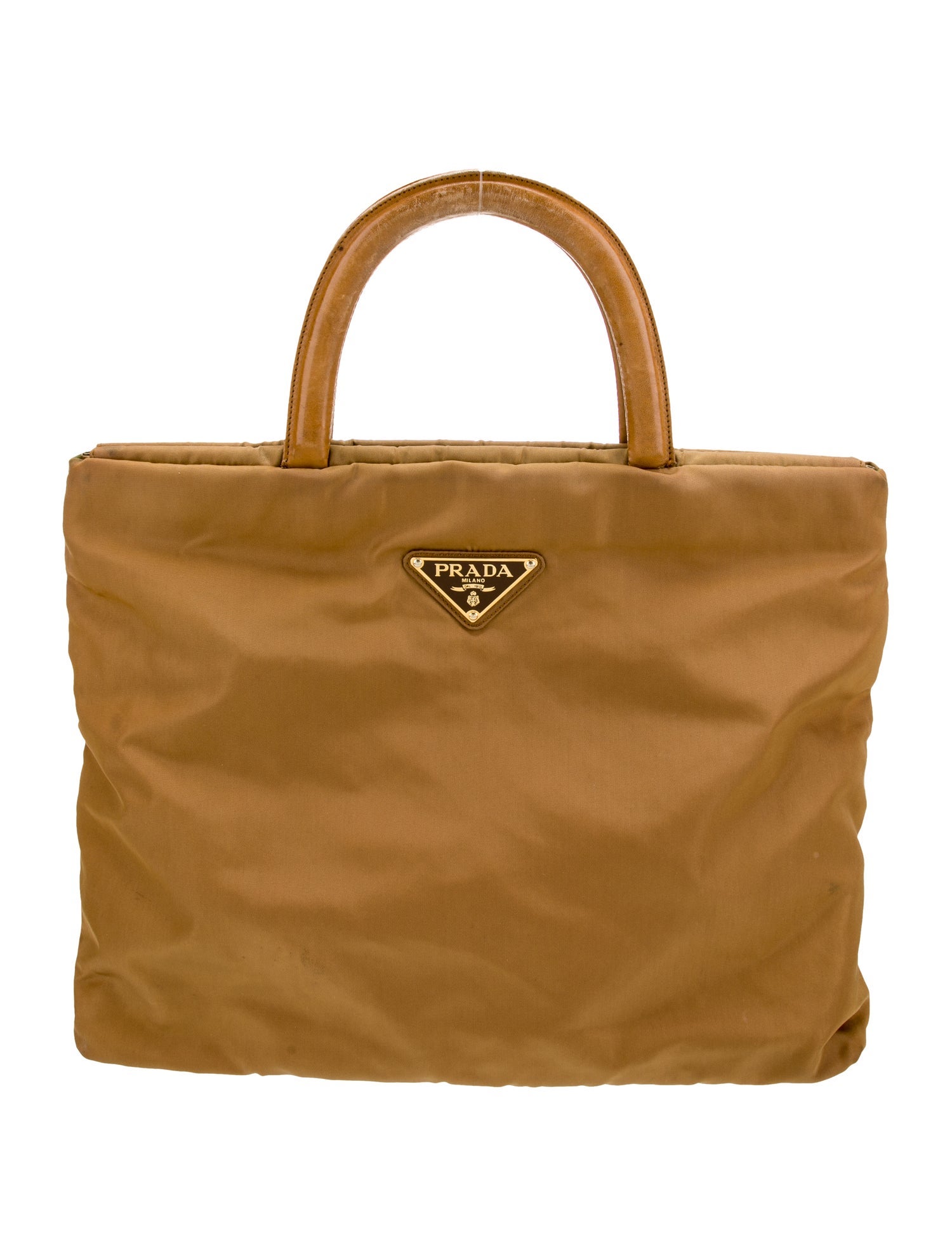 Prada Enameled Metal Triangle Top Handle Bag Medium