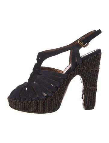 Prada Pumps Suede Lasercut Accents T-Strap IT 38 | 8