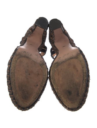 Prada Suede Lasercut Accents T-Strap Pumps