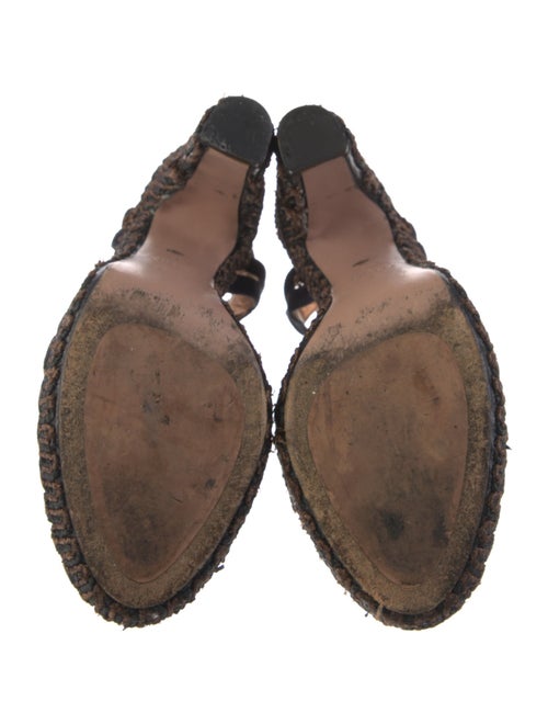 Prada Suede Lasercut Accents T-Strap Pumps