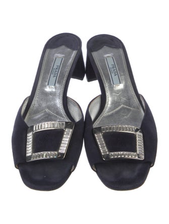 Prada Suede Crystal Embellishments Slides