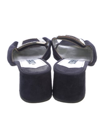 Prada Suede Crystal Embellishments Slides