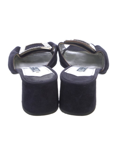 Prada Suede Crystal Embellishments Slides