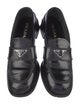 Prada Enameled Metal Triangle Leather Loafers