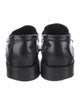 Prada Enameled Metal Triangle Leather Loafers