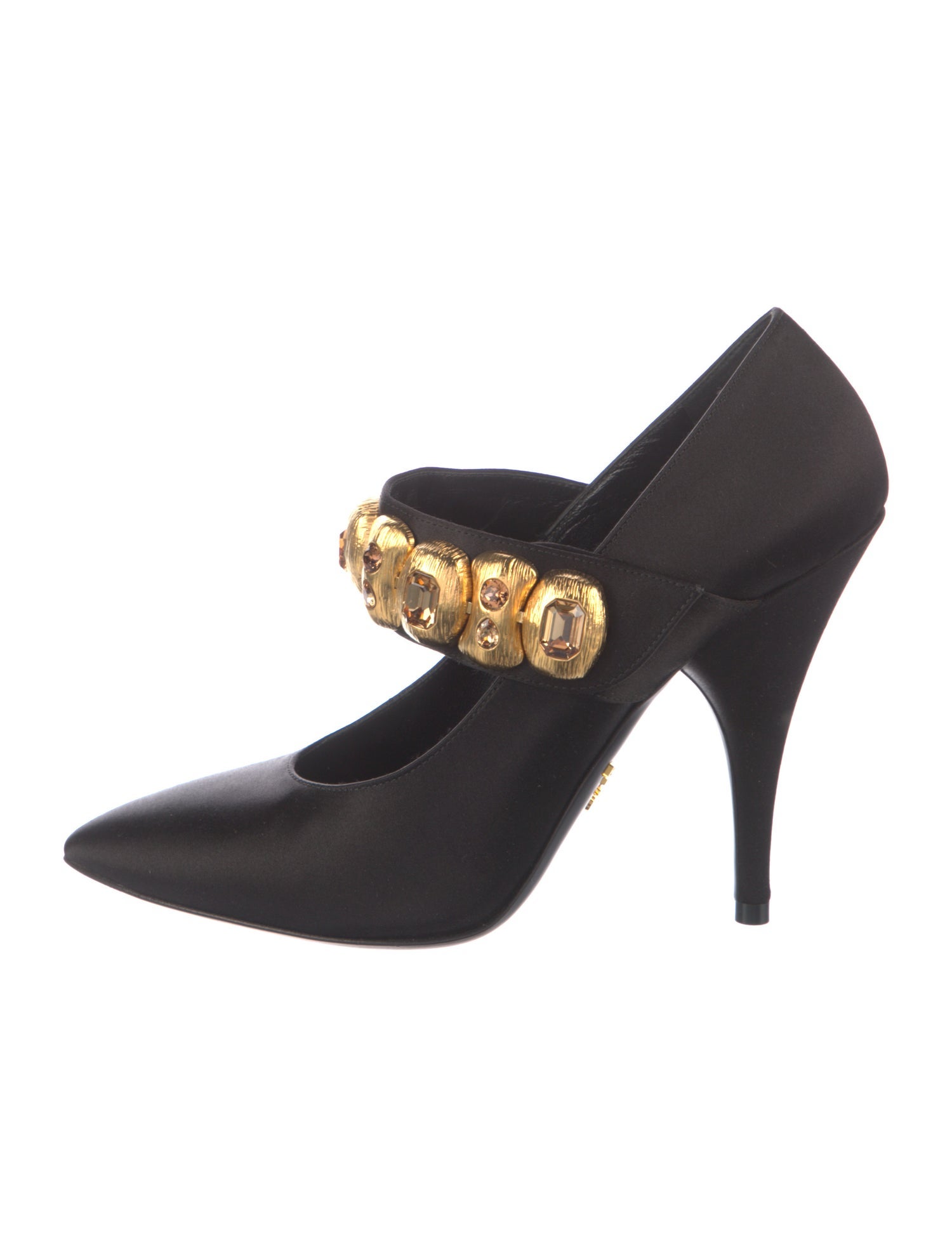 Prada Satin Crystal Embellishments Pumps