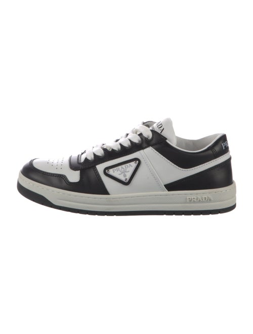 Prada Enameled Metal Triangle Leather Sneakers