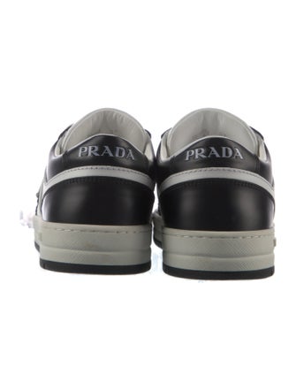 Prada Enameled Metal Triangle Leather Sneakers