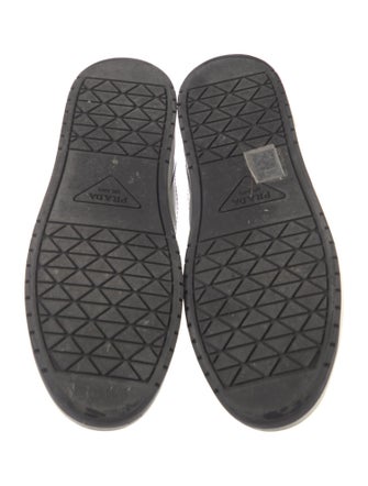 Prada Enameled Metal Triangle Leather Sneakers