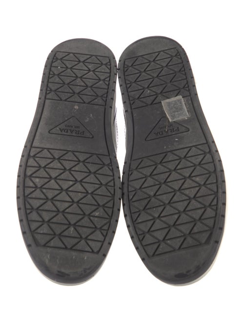 Prada Enameled Metal Triangle Leather Sneakers
