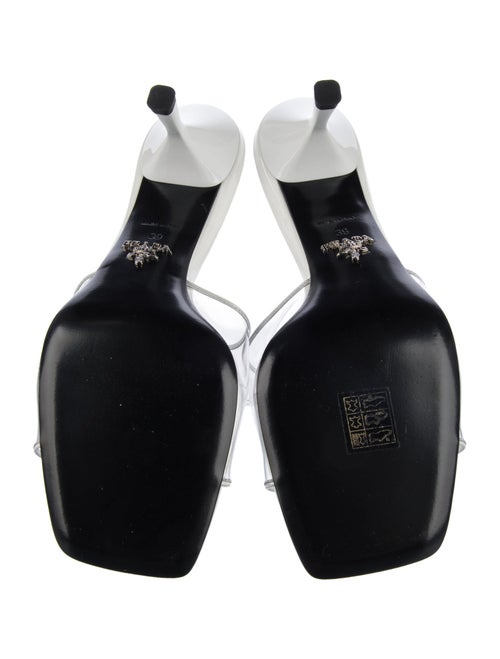 Prada Enameled Metal Triangle PVC Slides