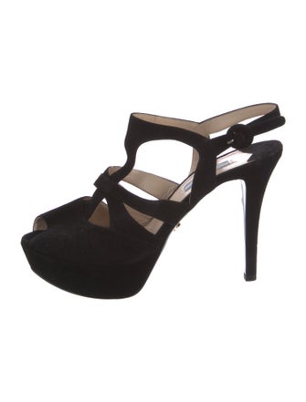 Prada Suede T-Strap Sandals
