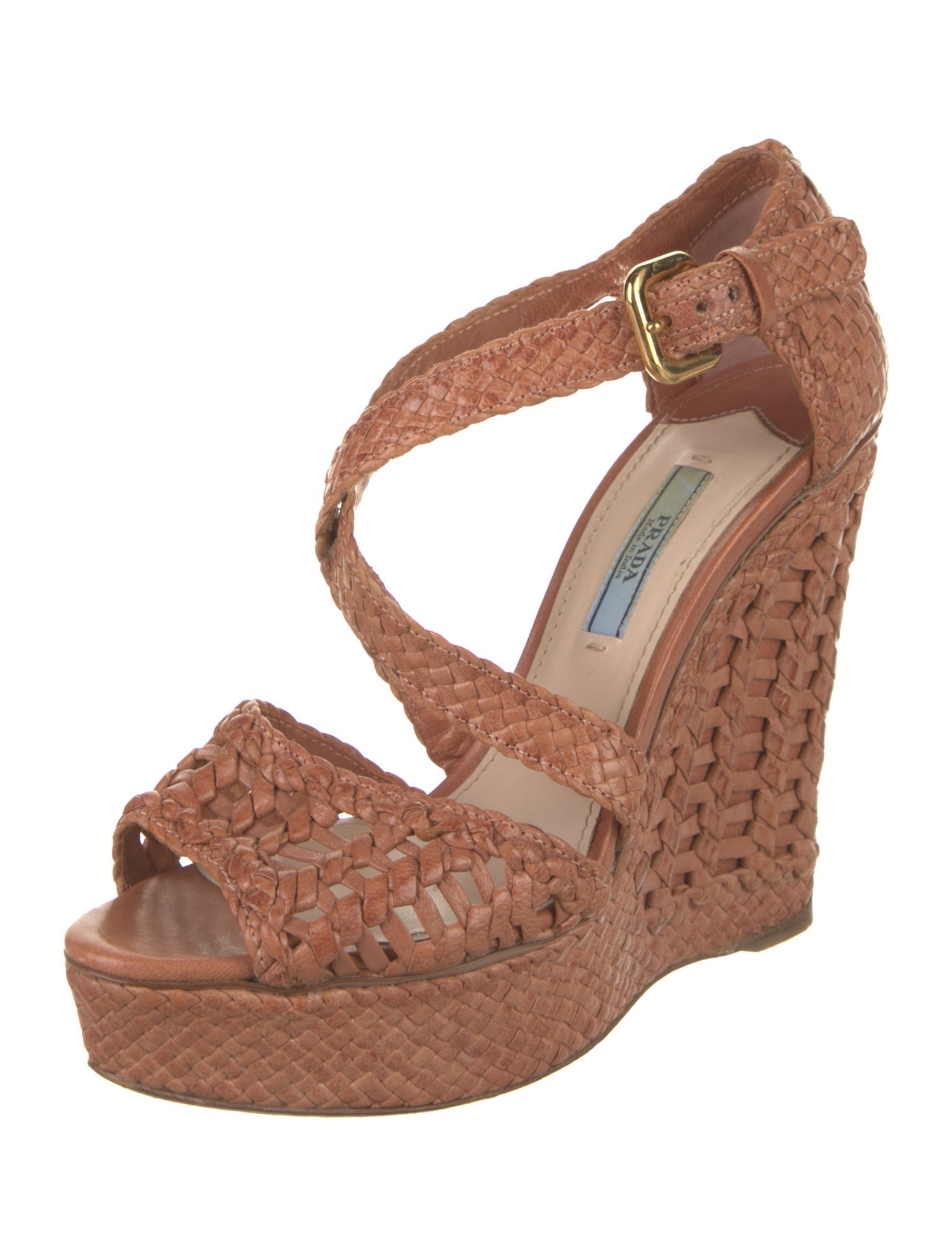 Prada Intrecciato Weave Leather Espadrilles
