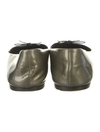 Prada Patent Leather Bow Accents Ballet Flats