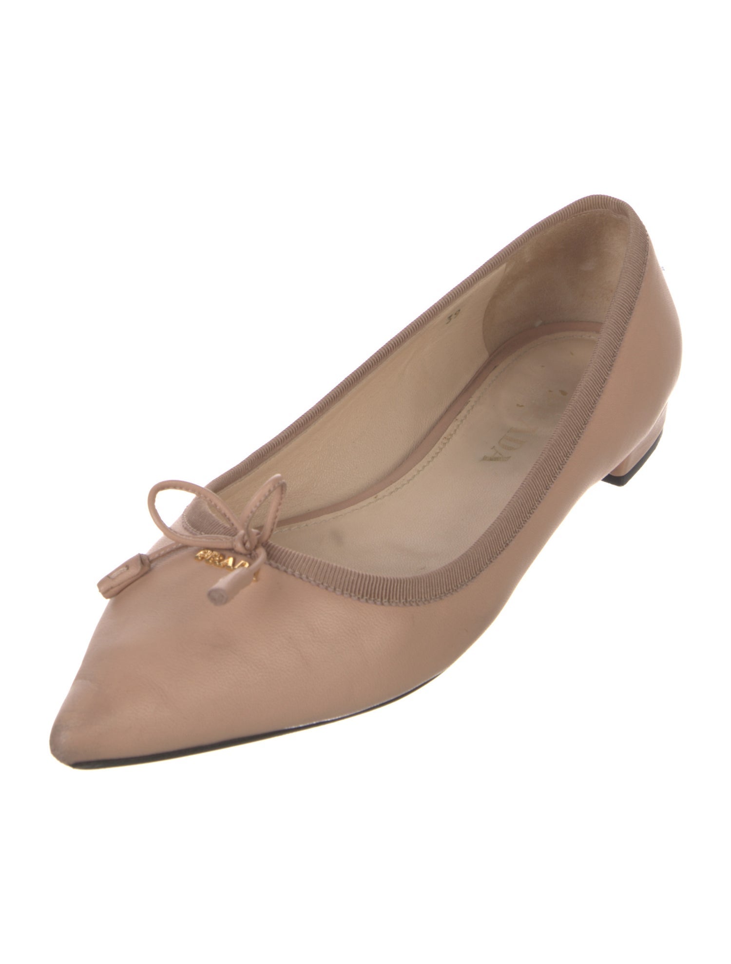 Prada Leather Bow Accents Ballet Flats