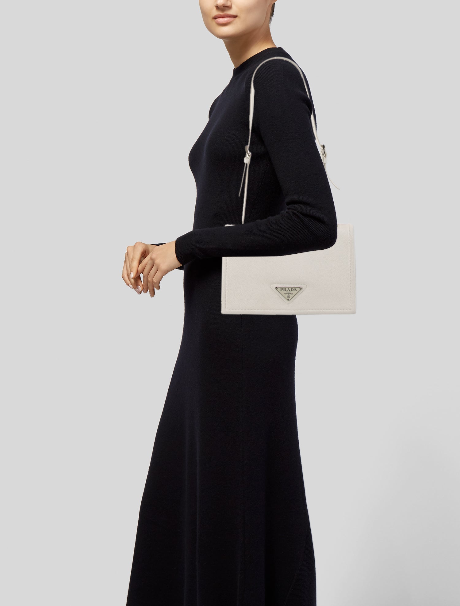 Prada Enameled Metal Triangle Shoulder Bag