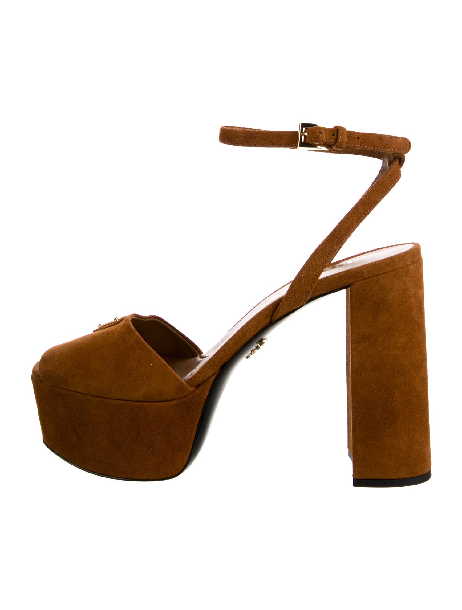 Prada Enameled Metal Triangle Suede D'Orsay Pumps