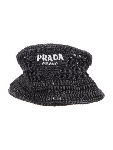 Prada Hats Raffia Bucket Hat