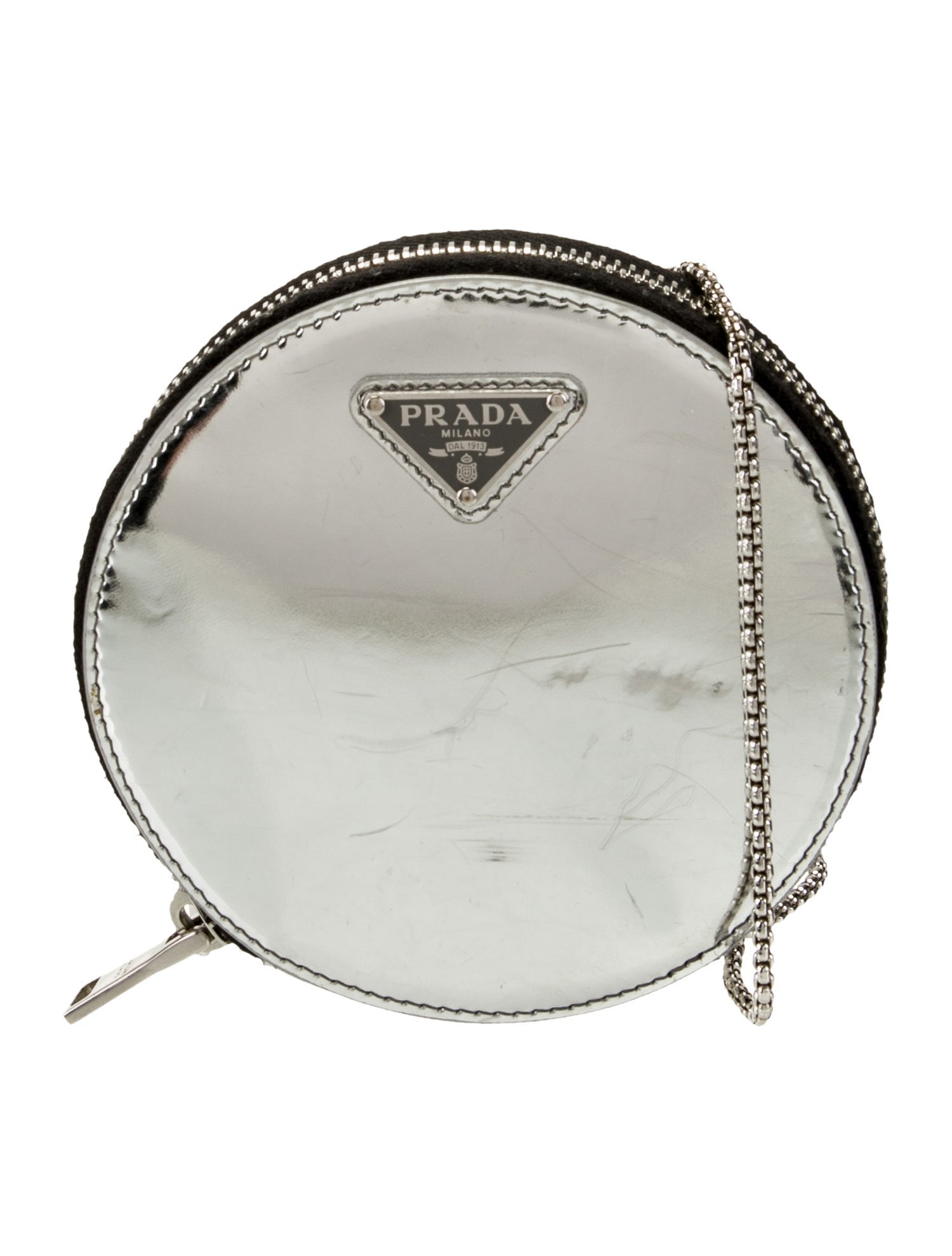 Prada Enameled Metal Triangle Minaudière Mini