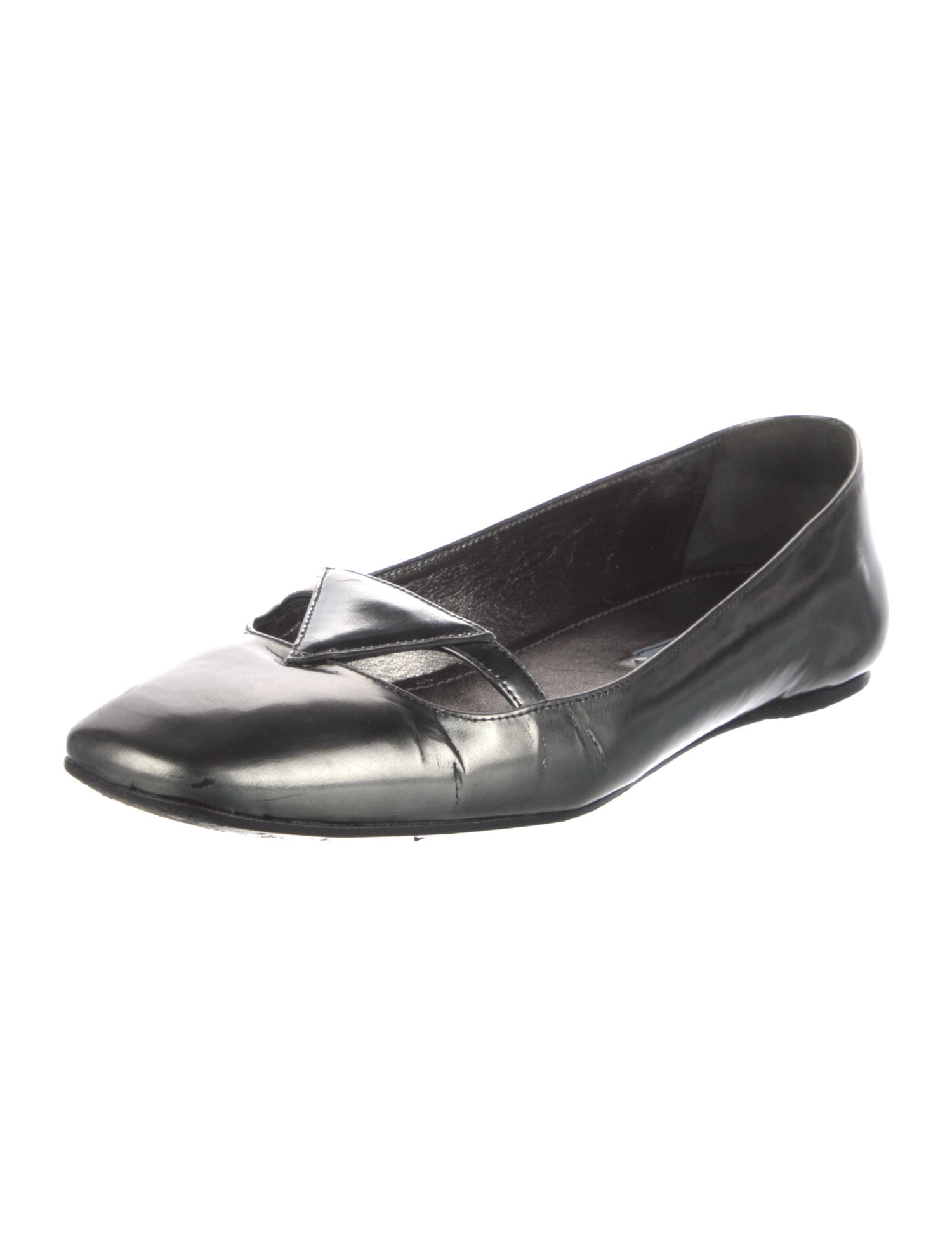 Prada Patent Leather Cutout Accent Ballet Flats