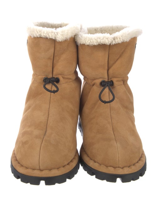 Prada Suede Fur Trim Lace-Up Boots