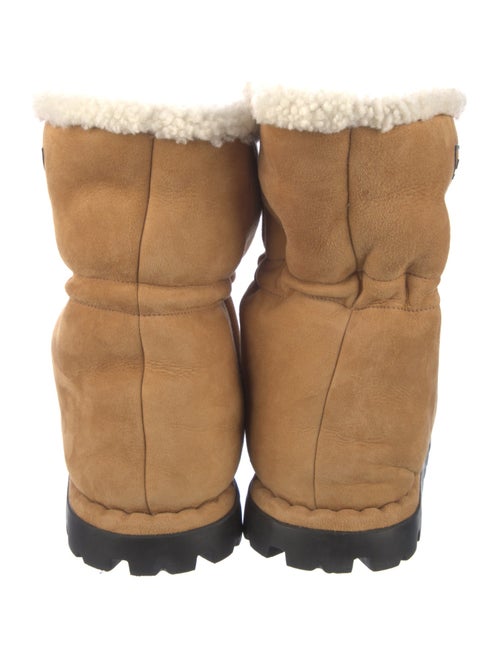 Prada Suede Fur Trim Lace-Up Boots