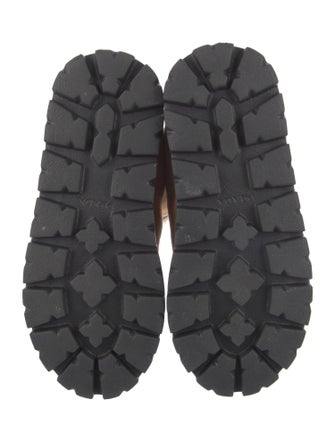 Prada Suede Fur Trim Lace-Up Boots